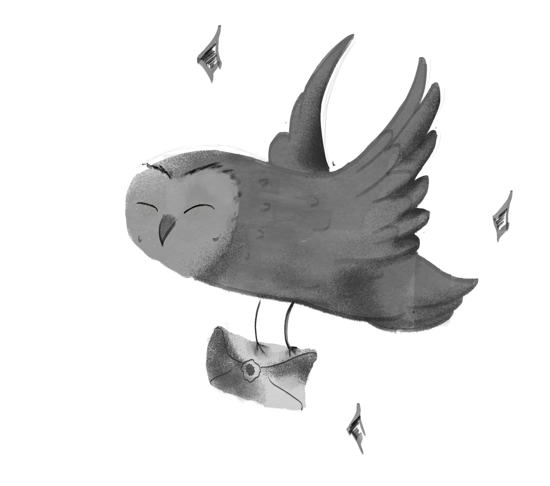flying owl carrying a letter